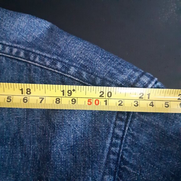 CHAP'S Ralph Lauren SZ M Faded Denim 100% Cotton Button Down Men's Shirt - Picture 10 of 13